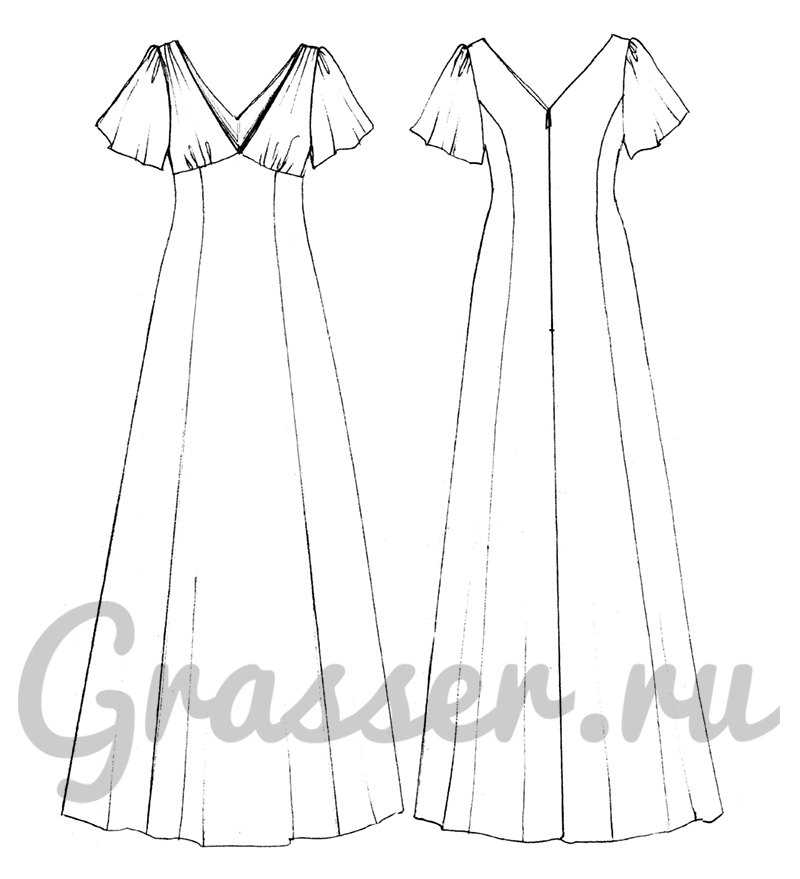 Платье, выкройка №558 — выкройка бренда Grasser, технический рисунок