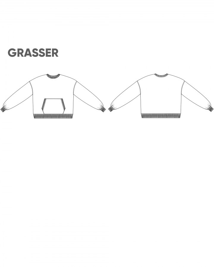 Свитшот, выкройка №876 — выкройка бренда Grasser, технический рисунок