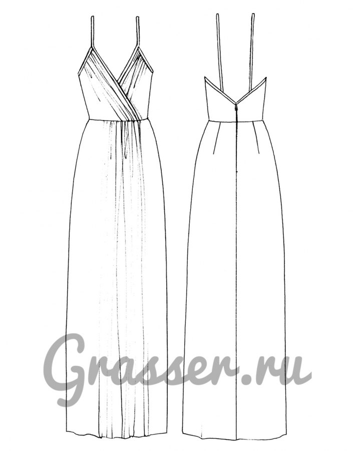 Платье, выкройка №561 — выкройка бренда Grasser, технический рисунок
