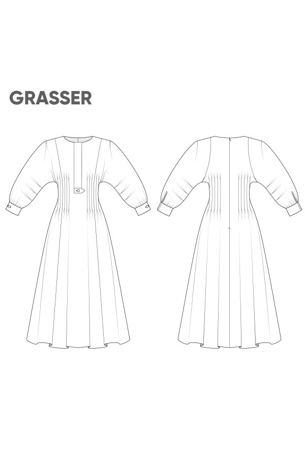 Платье, выкройка №844 — выкройка бренда Grasser, технический рисунок