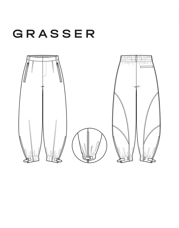 Брюки, выкройка №1109 — выкройка бренда Grasser, технический рисунок