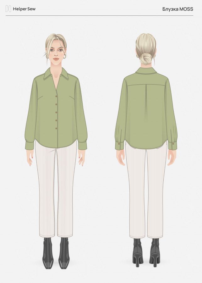 Блузка Мосс — выкройка бренда HelperSew, технический рисунок