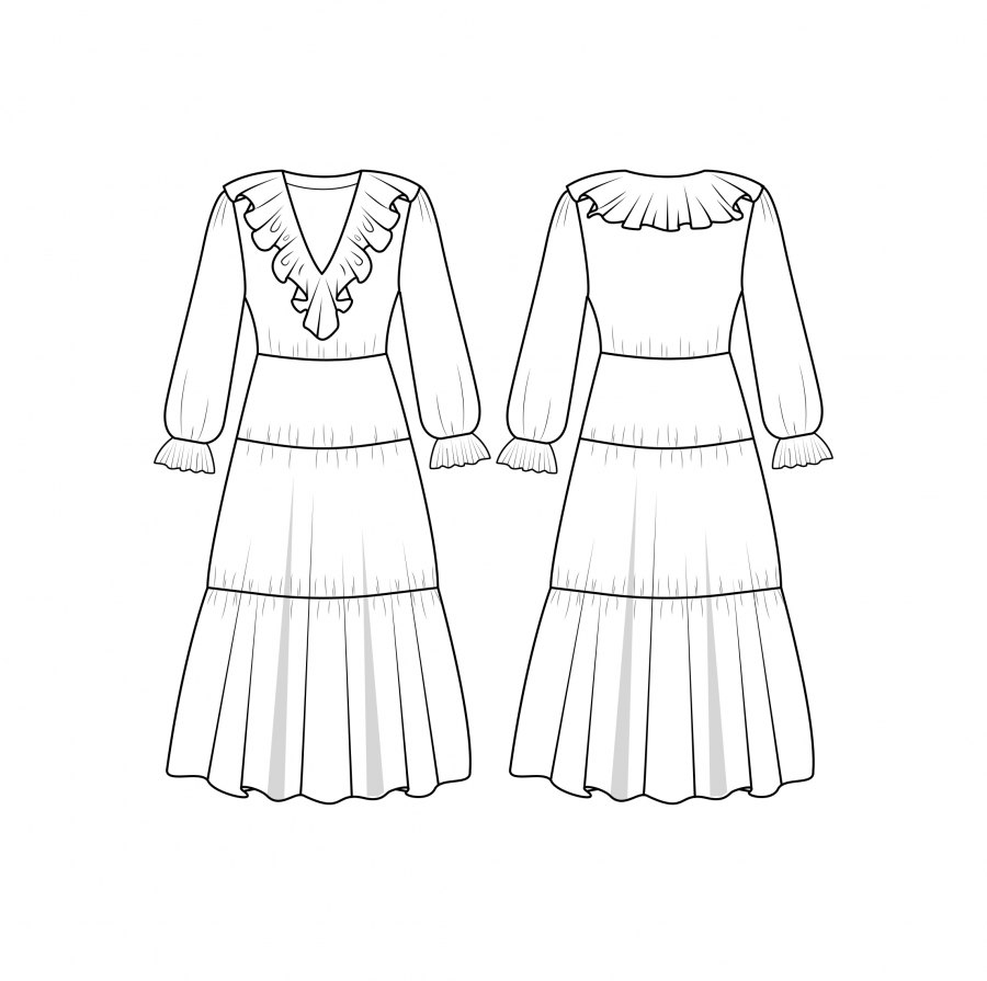 Платье Элина — выкройка бренда Lekamarket, технический рисунок