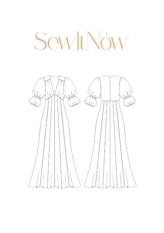 Платье Сабина — выкройка бренда SewItNow, технический рисунок