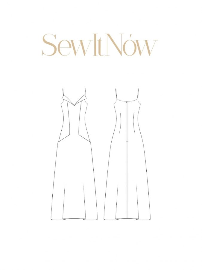 Платье Альмена — выкройка бренда SewItNow, технический рисунок
