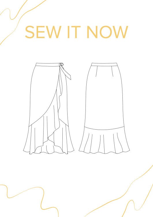 Юбка Лимасол — выкройка бренда SewItNow, технический рисунок