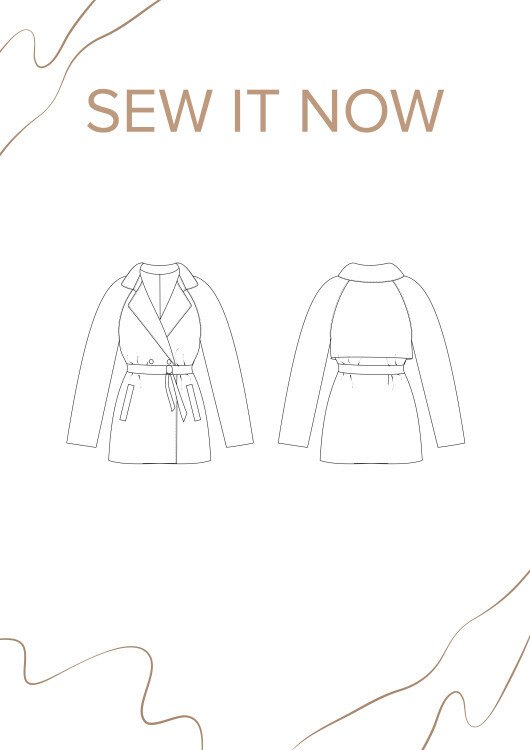 Тренчкот Талса — выкройка бренда SewItNow, технический рисунок