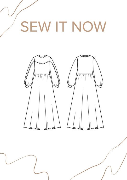 Платье Ханна — выкройка бренда SewItNow, технический рисунок