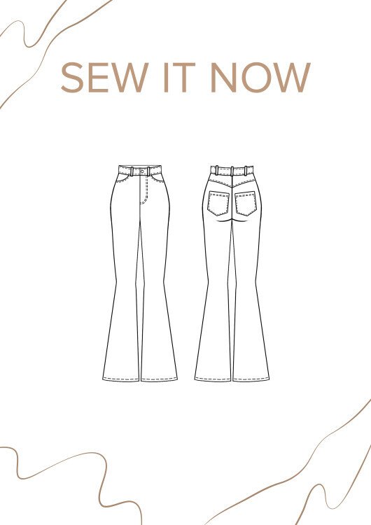 Джинсы Хейс — выкройка бренда SewItNow, технический рисунок