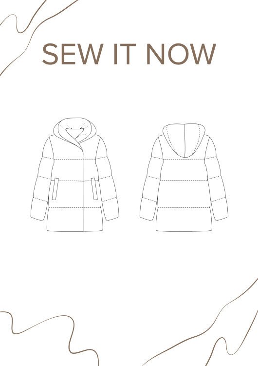Пуховик Харви — выкройка бренда SewItNow, технический рисунок