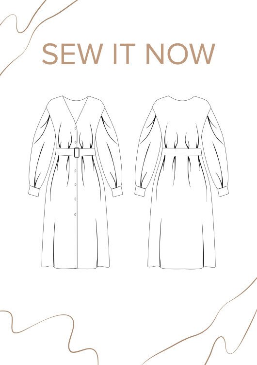 Платье Берта — выкройка бренда SewItNow, технический рисунок