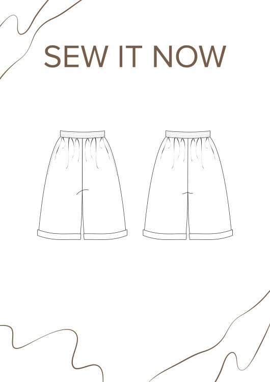Шорты Билли — выкройка бренда SewItNow, технический рисунок