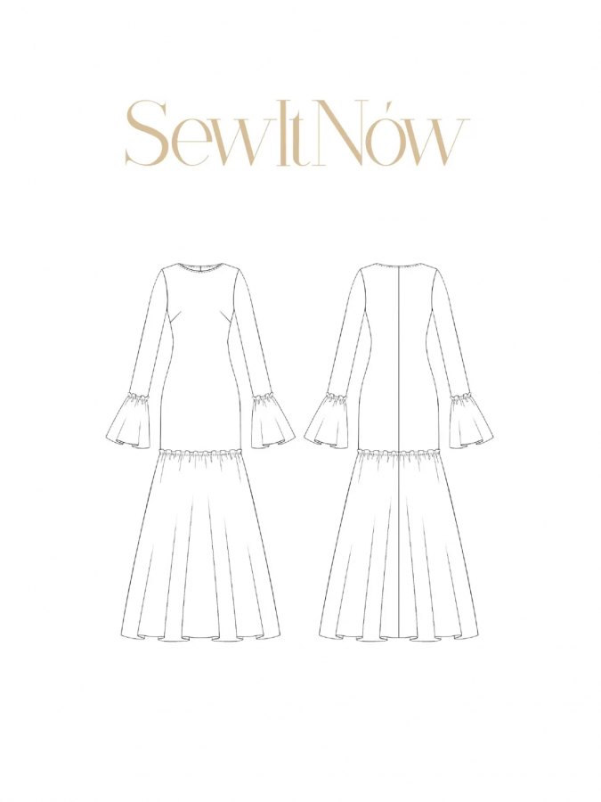 Платье Адрия — выкройка бренда SewItNow, технический рисунок
