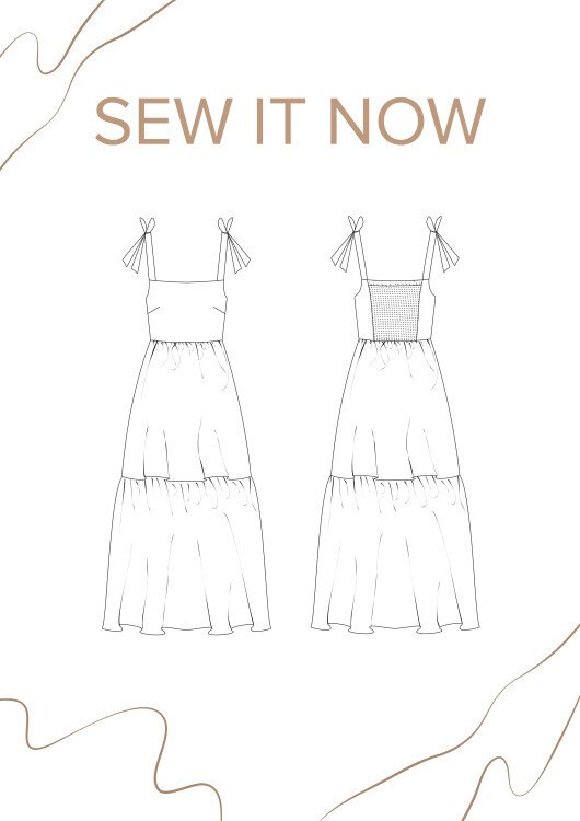 Платье Лори — выкройка бренда SewItNow, технический рисунок