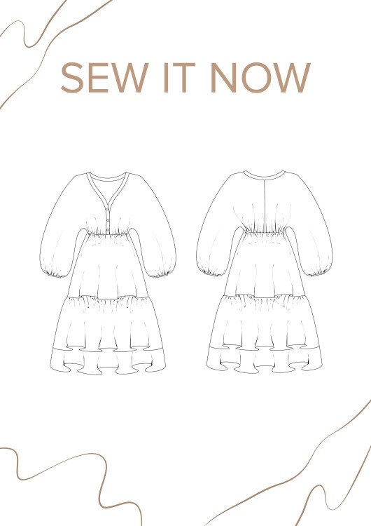Платье Джил — выкройка бренда SewItNow, технический рисунок