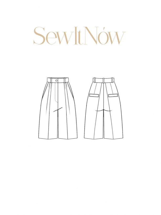 Шорты Грос — выкройка бренда SewItNow, технический рисунок