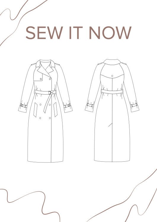 Тренчкот Дублин — выкройка бренда SewItNow, технический рисунок