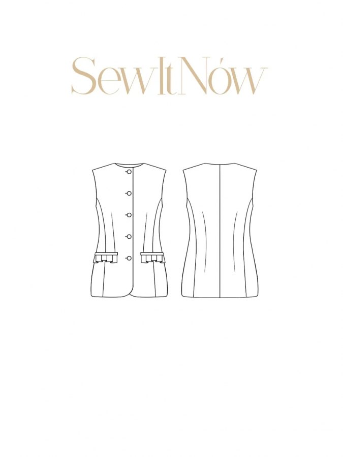 Жилет Верди — выкройка бренда SewItNow, технический рисунок