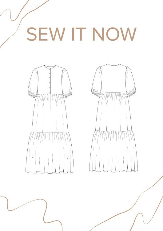 Платье Шер — выкройка бренда SewItNow, технический рисунок
