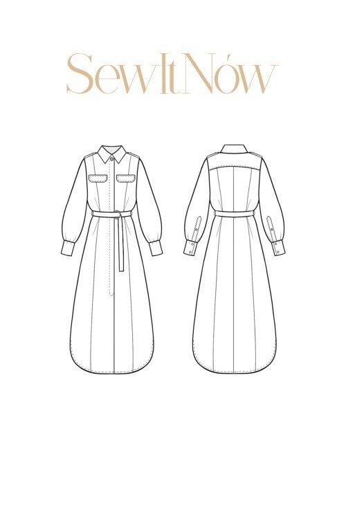 Платье Мод — выкройка бренда SewItNow, технический рисунок