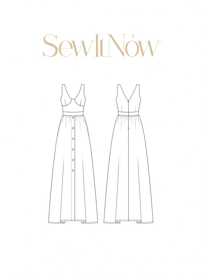 Платье Веро — выкройка бренда SewItNow, технический рисунок