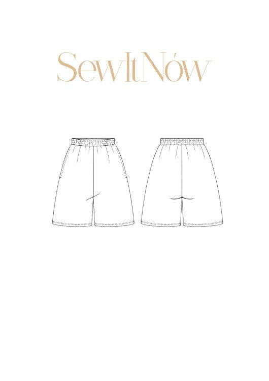 Шорты Лейк — выкройка бренда SewItNow, технический рисунок