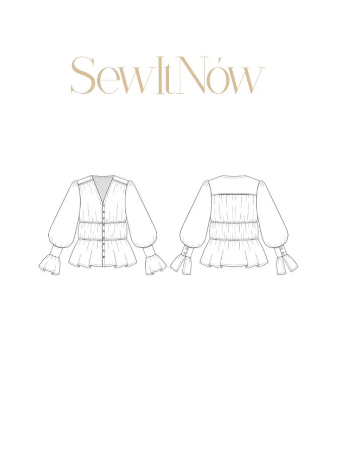 Блуза Ишу — выкройка бренда SewItNow, технический рисунок