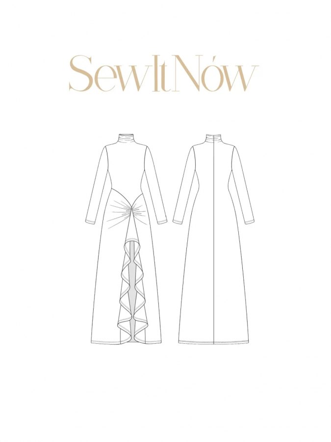 Платье Рика — выкройка бренда SewItNow, технический рисунок