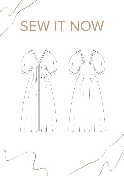 Платье Мальта — выкройка бренда SewItNow, технический рисунок