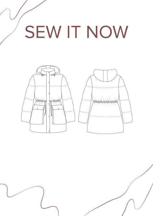 Пуховик Калгари — выкройка бренда SewItNow, технический рисунок