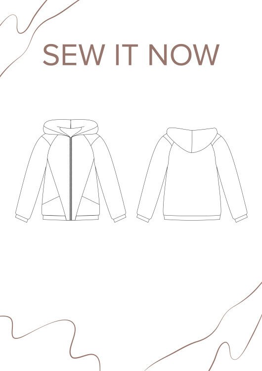 Толстовка Хартли — выкройка бренда SewItNow, технический рисунок