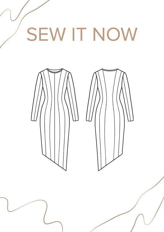 Платье Линда — выкройка бренда SewItNow, технический рисунок