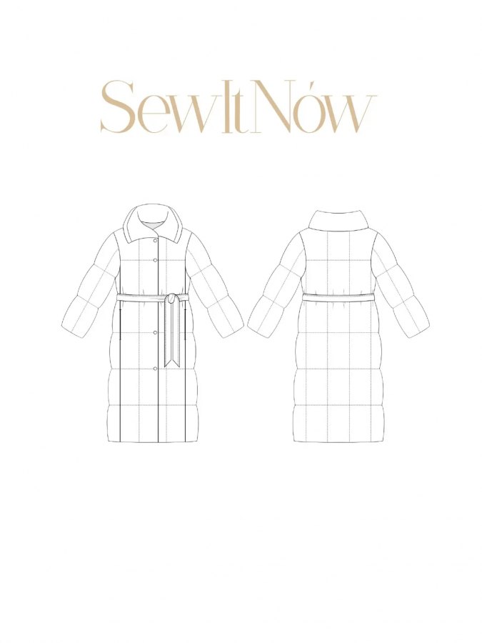 Пуховик Нэри — выкройка бренда SewItNow, технический рисунок