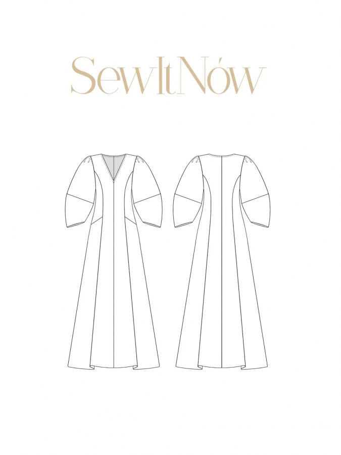 Платье Эйприл — выкройка бренда SewItNow, технический рисунок