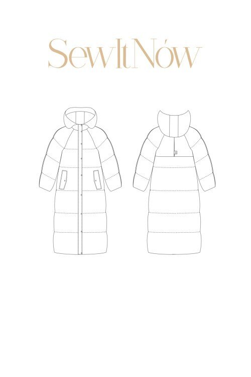 Пуховик Ашли — выкройка бренда SewItNow, технический рисунок