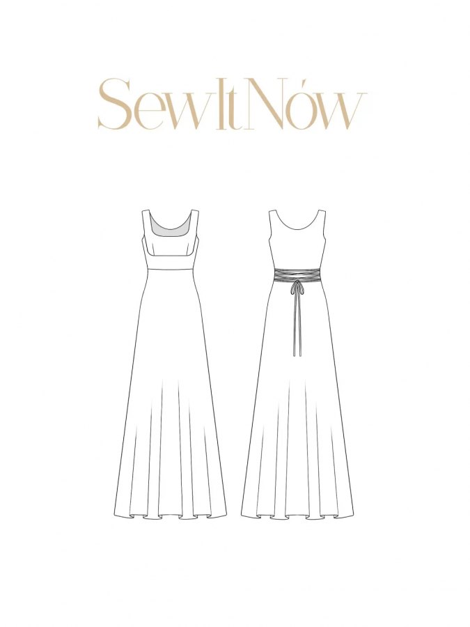 Платье Эйми — выкройка бренда SewItNow, технический рисунок