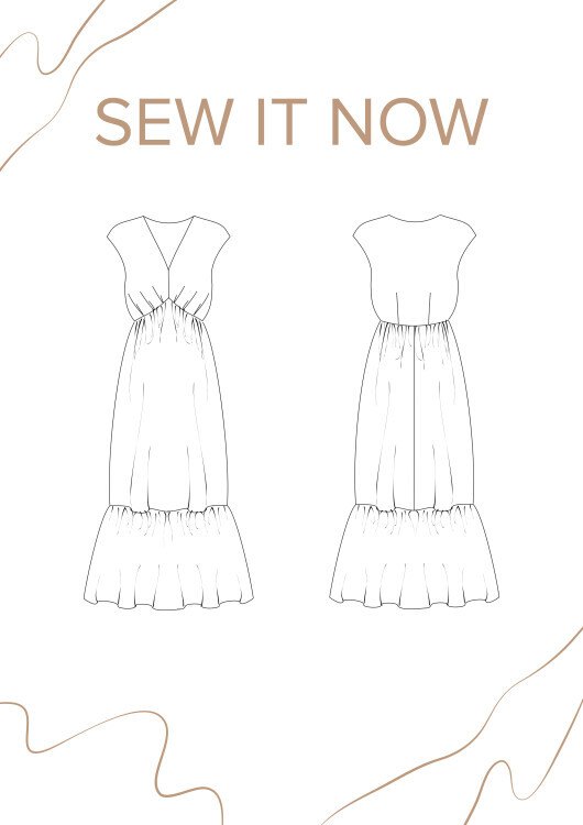Платье Женева — выкройка бренда SewItNow, технический рисунок