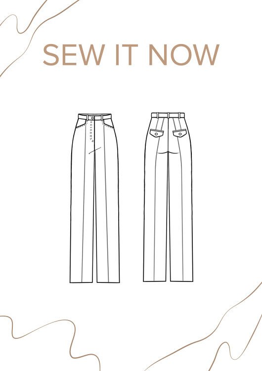 Брюки Эммет — выкройка бренда SewItNow, технический рисунок