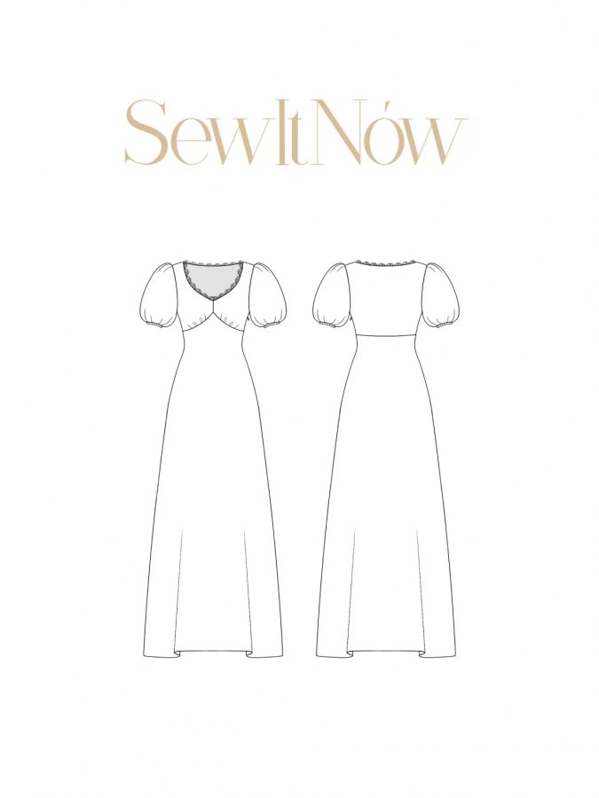 Платье Анжи — выкройка бренда SewItNow, технический рисунок
