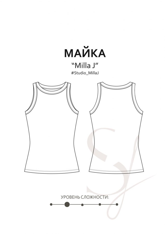 Майка из трикотажа Милла И — выкройка бренда Studio Yusupova, технический рисунок