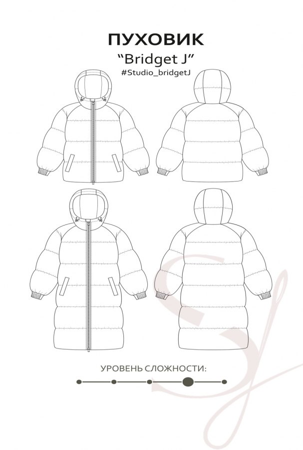 Пуховик Бриджит Д — выкройка бренда Studio Yusupova, технический рисунок
