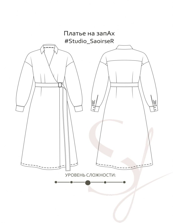 Платье на запах Сирша Р — выкройка бренда Studio Yusupova, технический рисунок
