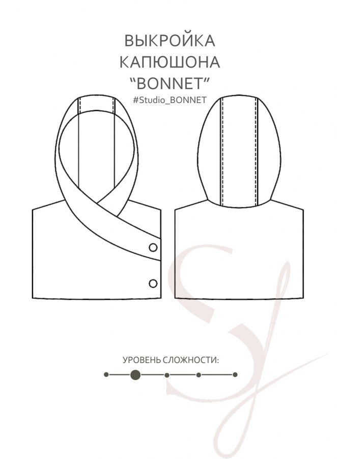 Капюшон / капор Bonnet — выкройка бренда Studio Yusupova, технический рисунок