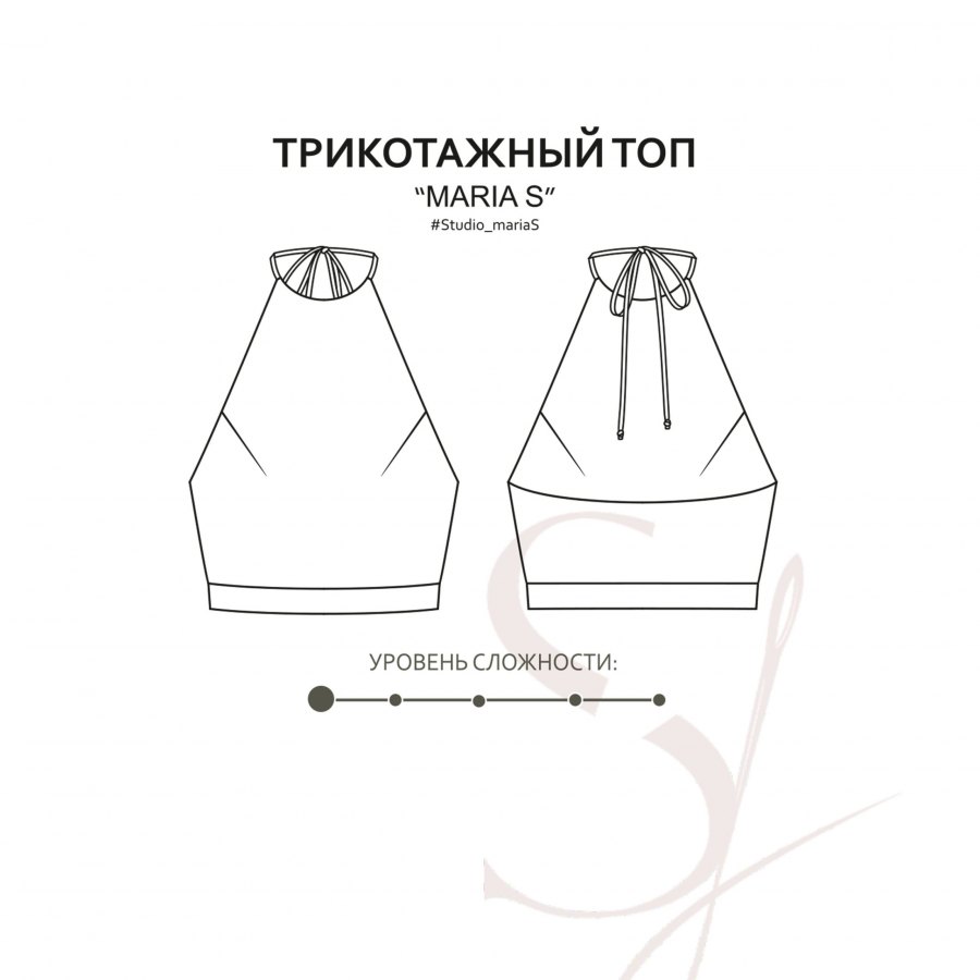 Топ Мария Ш — выкройка бренда Studio Yusupova, технический рисунок