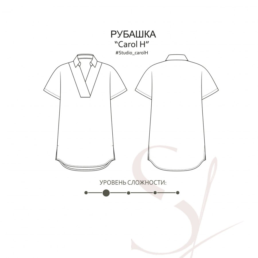 Рубашка Carol H \ Кэрол Х — выкройка бренда Studio Yusupova, технический рисунок