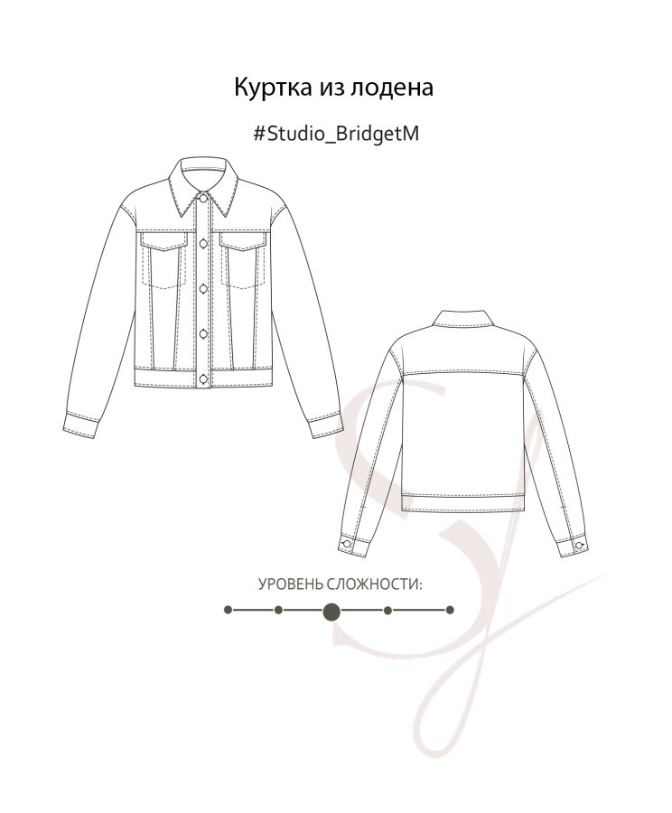 Куртка Бриджит М — выкройка бренда Studio Yusupova, технический рисунок