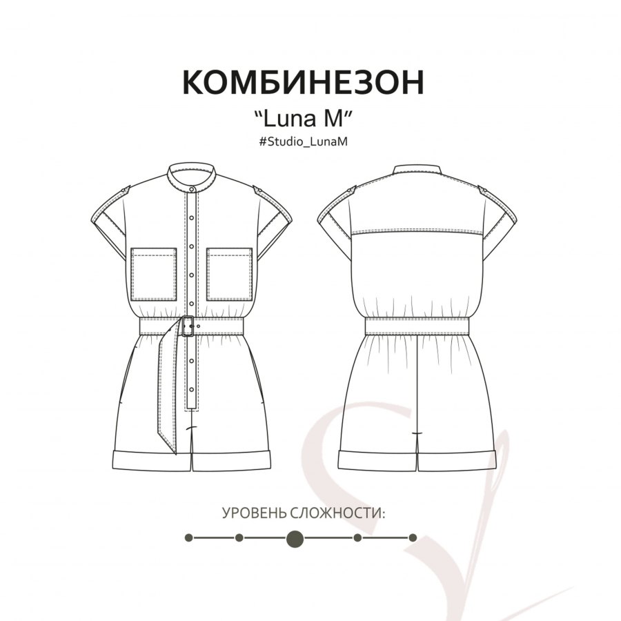 Комбинезон Луна М — выкройка бренда Studio Yusupova, технический рисунок