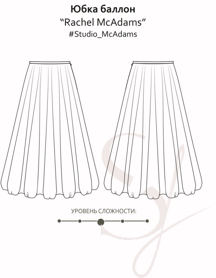 Юбка баллон McAdams R — выкройка бренда Studio Yusupova, технический рисунок