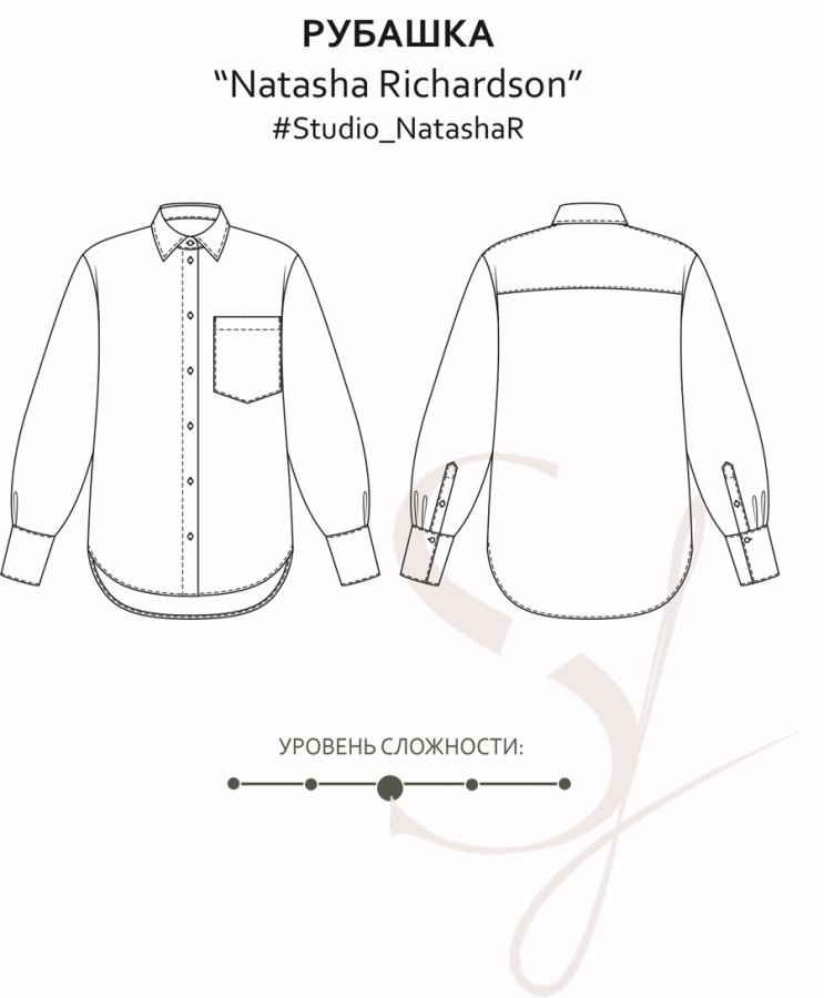 Рубашка Наташа Р — выкройка бренда Studio Yusupova, технический рисунок